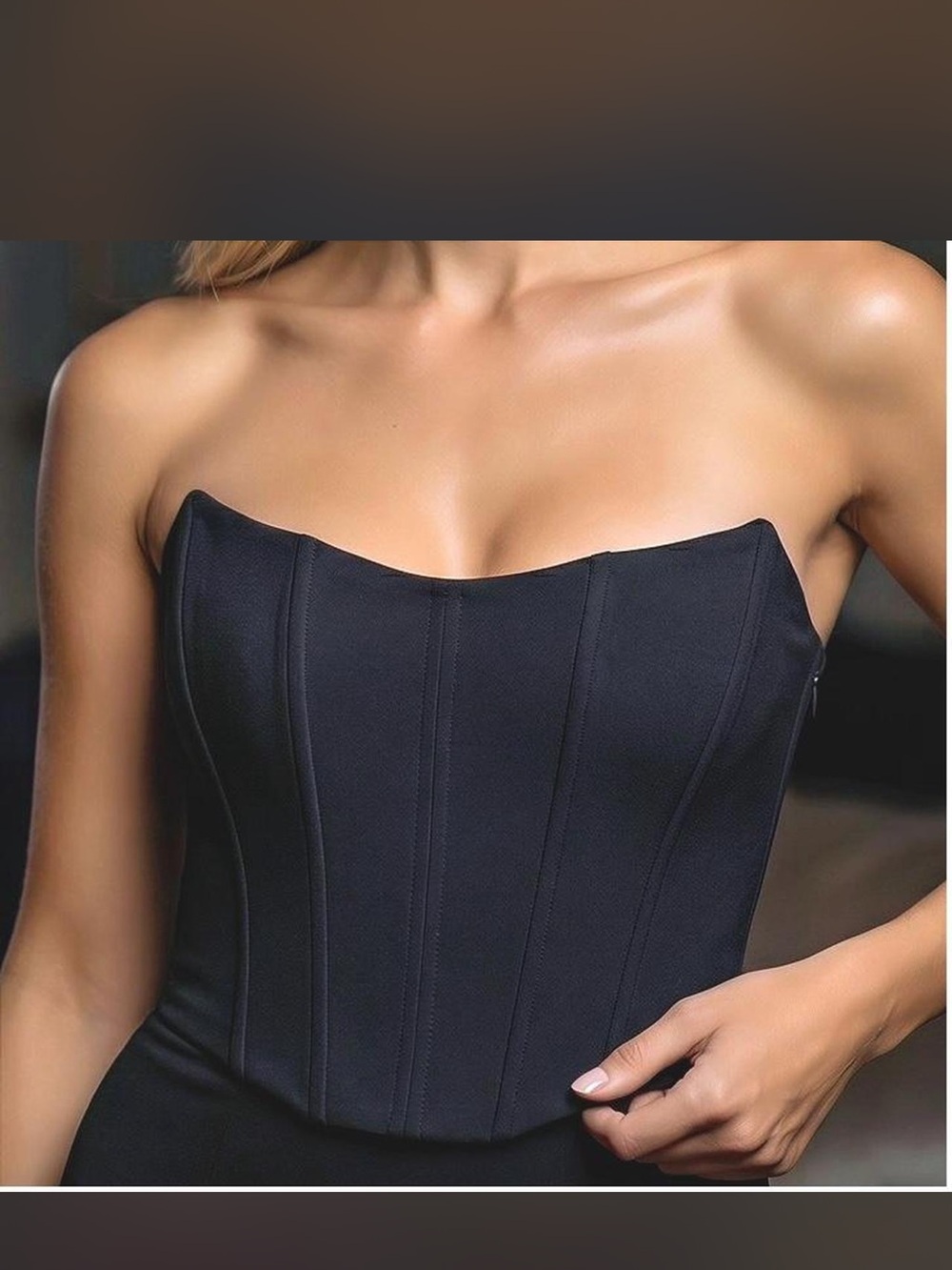 White Fox Boutique Black Corset Top with Front Zipper